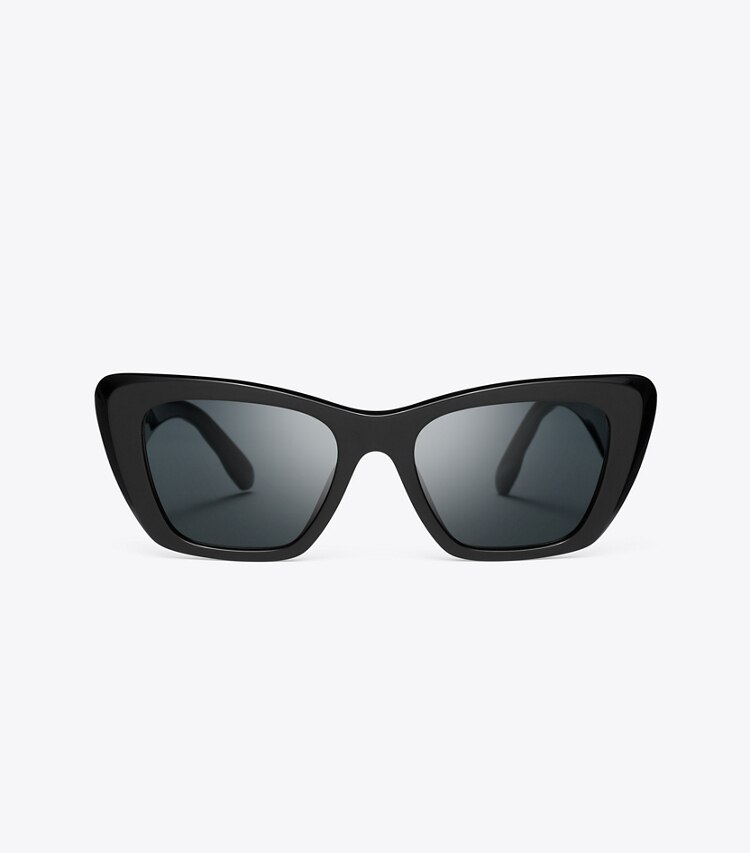 Tory Burch diseñador gafas de sol y anteojos Gafas de sol de ojo de gato Kira en BLACK/DARK GREY frontal