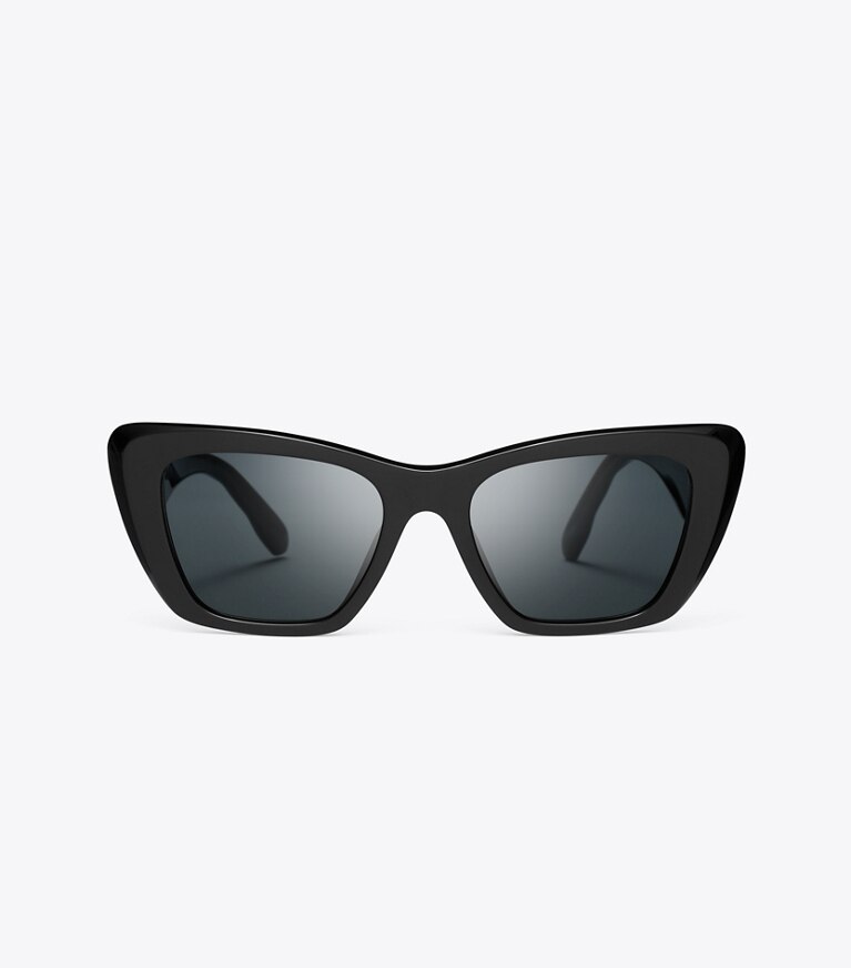 Tory Burch diseñador gafas de sol y anteojos Gafas de sol de ojo de gato Kira en BLACK/DARK GREY frontal