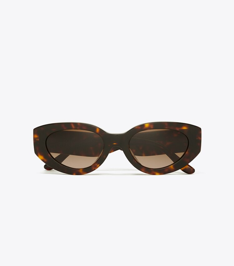 Tory Burch diseñador gafas de sol y anteojos Gafas de sol de ojo de gato Kira en DARK TORTOISE/BROWN GRADIENT desde arriba