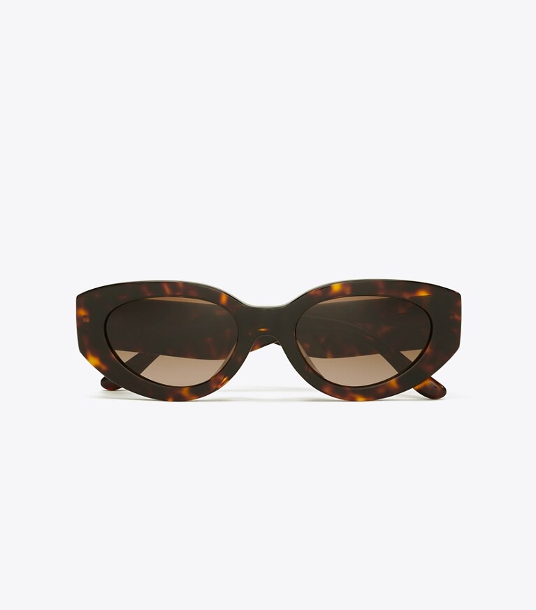 Tory Burch diseñador gafas de sol y anteojos Gafas de sol de ojo de gato Kira en DARK TORTOISE/BROWN GRADIENT desde arriba