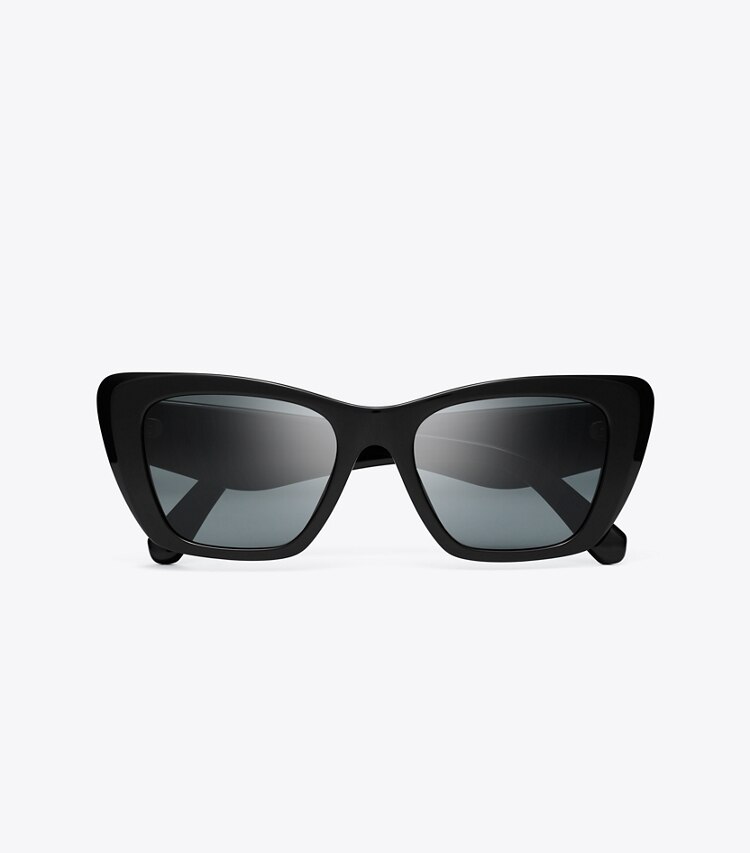 Tory Burch diseñador gafas de sol y anteojos Gafas de sol de ojo de gato Kira en BLACK/DARK GREY desde arriba