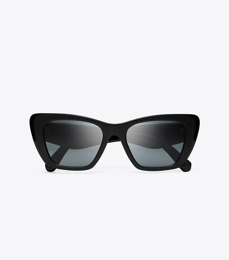 Tory Burch diseñador gafas de sol y anteojos Gafas de sol de ojo de gato Kira en BLACK/DARK GREY desde arriba