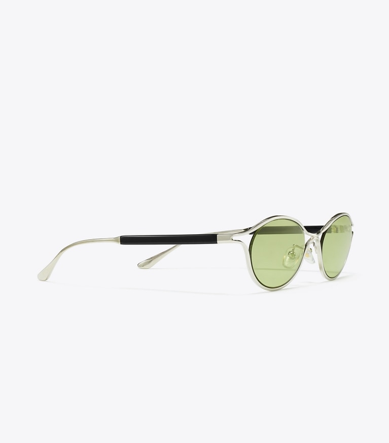Tory Burch diseñador gafas de sol y gafas graduadas Gafas de sol Deco Runway en SILVER/GREEN detalle