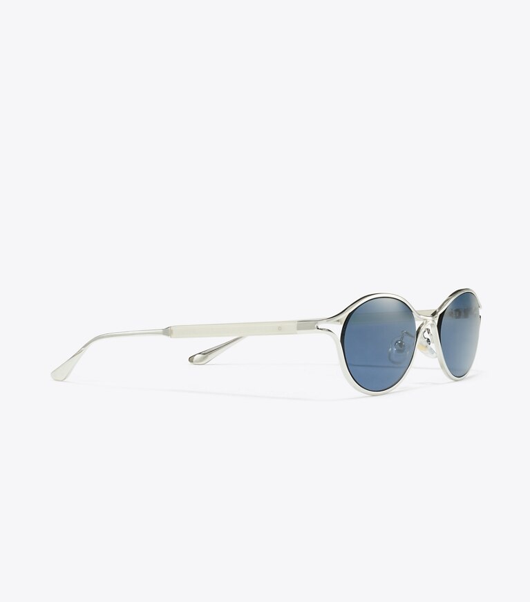 Tory Burch diseñador gafas de sol y anteojos Gafas de sol Deco Runway en SILVER/DARK BLUE detalle