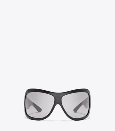 Tory Burch diseñador gafas de sol y anteojos Gafas de sol envolventes Runway en BLACK/GREY frente
