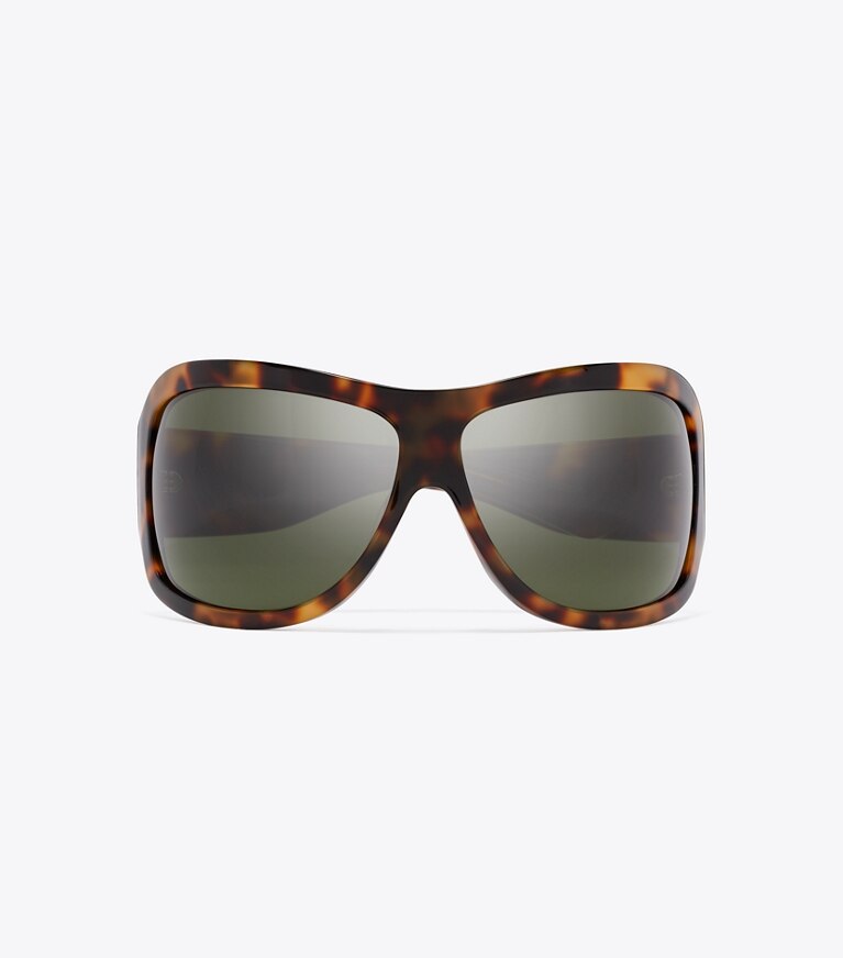 Tory Burch diseñador gafas de sol y anteojos Gafas de sol envolventes Runway en TORTOISE/DARK GREEN vista superior