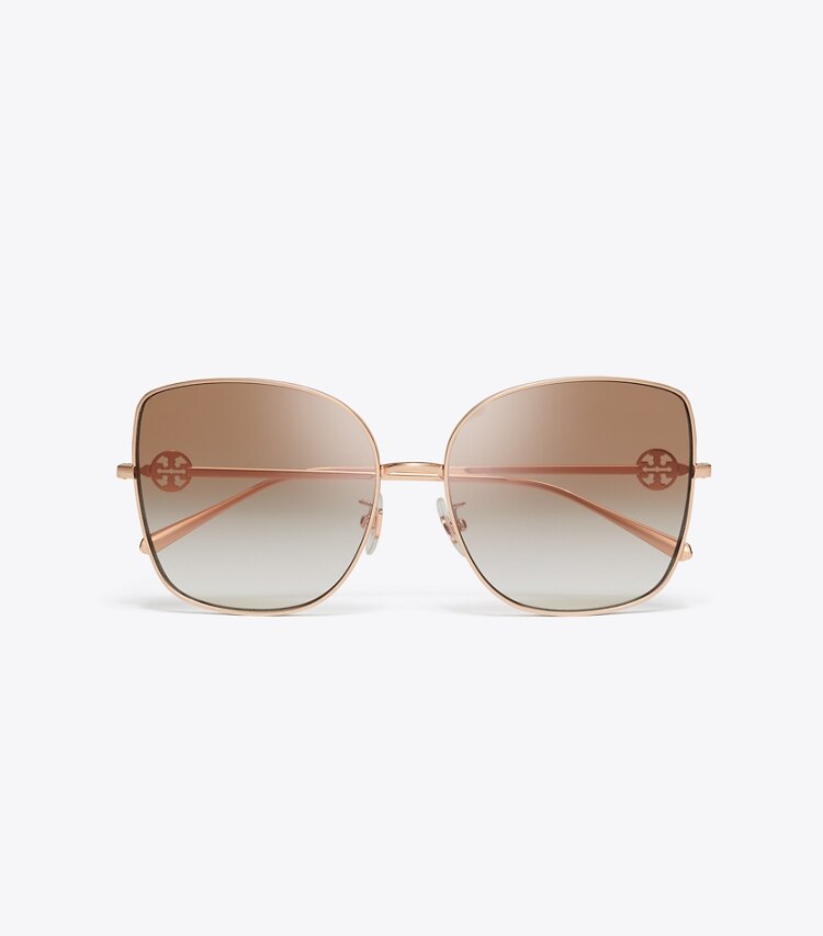 Tory Burch diseñador gafas de sol y anteojos Gafas de sol extragrandes de metal Miller Butterfly en ROSE GOLD/LIGHT BROWN GRADIENT vista superior
