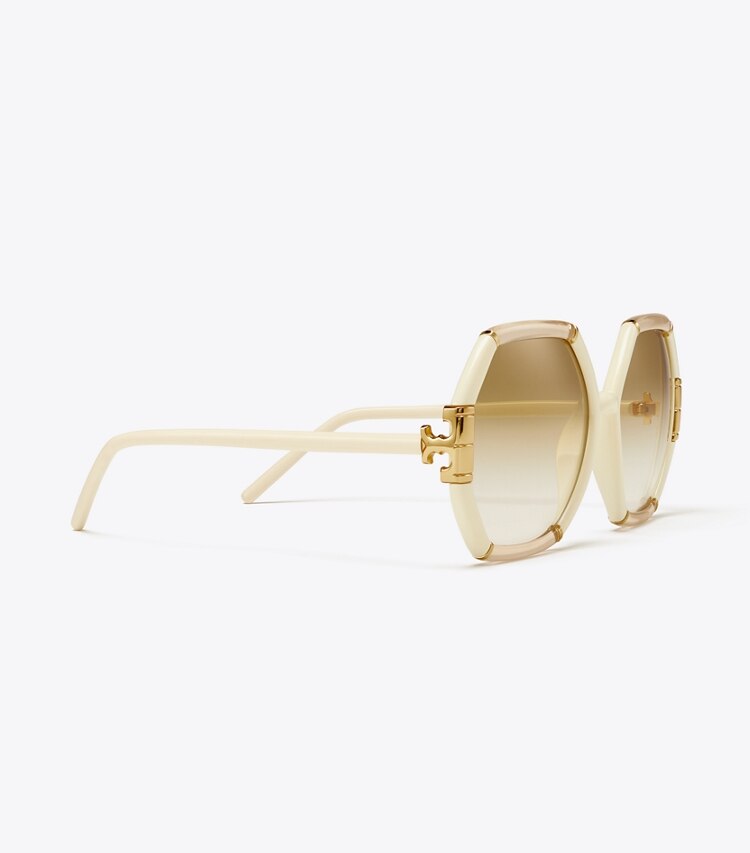Tory Burch diseñador gafas de sol y anteojos Gafas de sol geométricas Eleanor en BEIGE/IVORY detalle