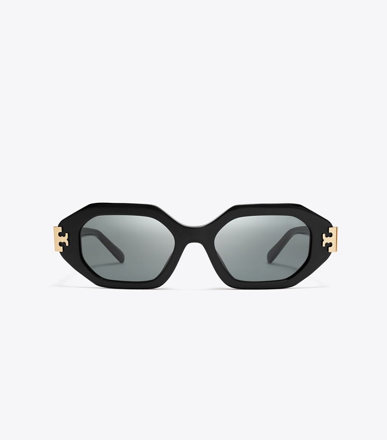 Tory Burch diseñador gafas de sol y anteojos Gafas de sol geométricas Eleanor en BLACK/DARK GRAY frente