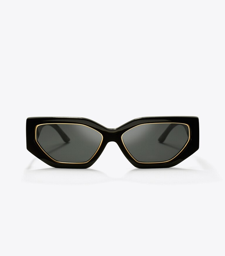 Tory Burch diseñador gafas de sol y anteojos Gafas de sol geométricas Kira en BLACK frontal