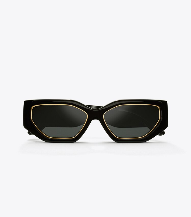 Tory Burch diseñador gafas de sol y anteojos Gafas de sol geométricas Kira en BLACK desde arriba