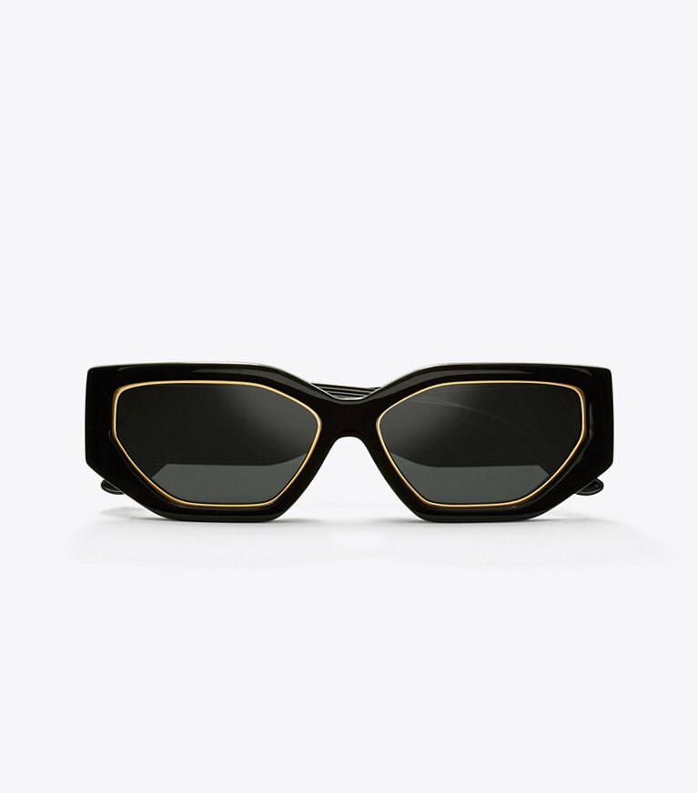 Tory Burch diseñador gafas de sol y anteojos Gafas de sol geométricas Kira en BLACK desde arriba