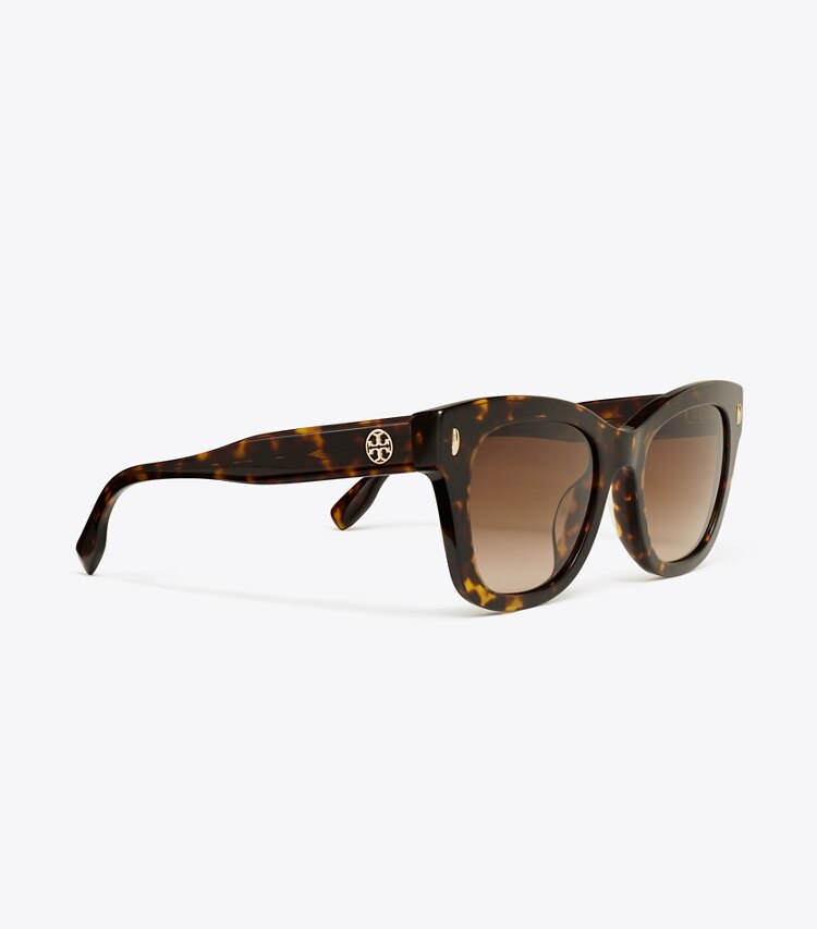 Tory Burch diseñador gafas de sol y anteojos Gafas de sol Miller Wayfarer en DARK TORTOISE/BROWN GRADIENT detalle