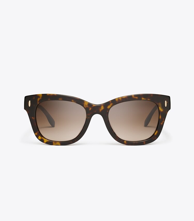 Tory Burch diseñador gafas de sol y anteojos Gafas de sol Miller Wayfarer en DARK TORTOISE/BROWN GRADIENT frente