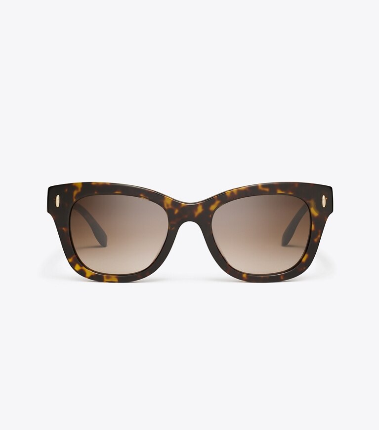 Tory Burch diseñador gafas de sol y anteojos Gafas de sol Miller Wayfarer en DARK TORTOISE/BROWN GRADIENT frente