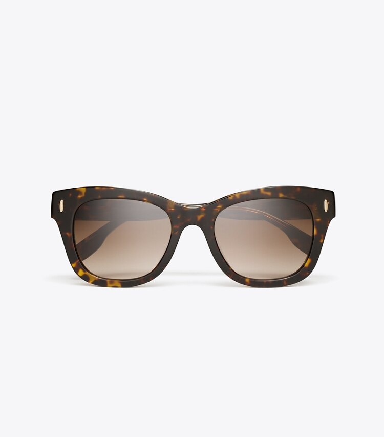 Tory Burch diseñador gafas de sol y anteojos Gafas de sol Miller Wayfarer en DARK TORTOISE/BROWN GRADIENT vista superior