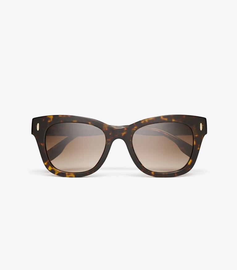 Tory Burch diseñador gafas de sol y anteojos Gafas de sol Miller Wayfarer en DARK TORTOISE/BROWN GRADIENT vista superior