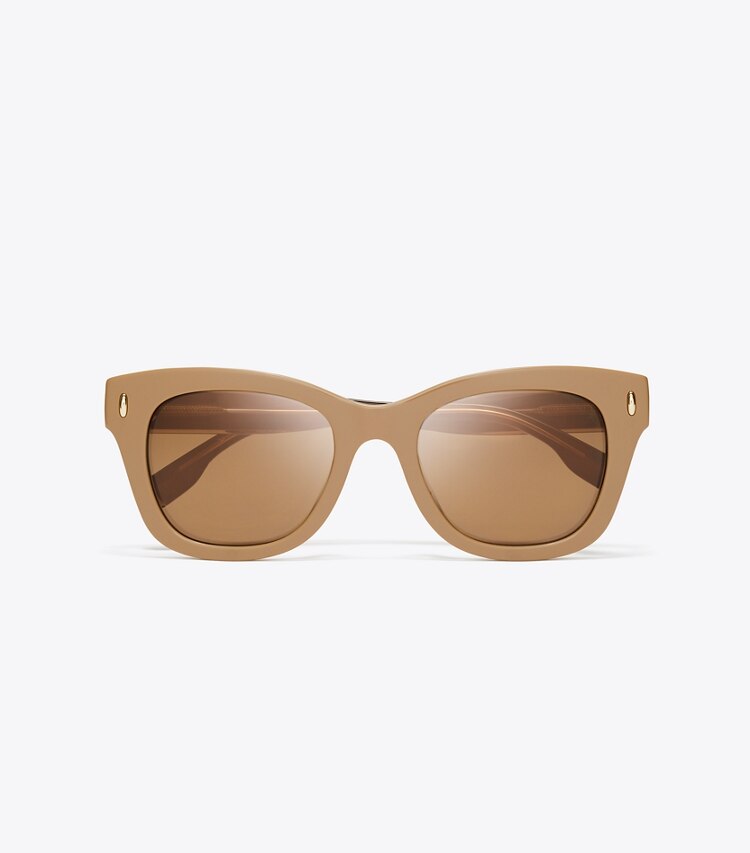 Tory Burch diseñador gafas de sol y gafas graduadas Gafas de sol Miller Wayfarer en TAN/BROWN BACK MIRROR vista superior