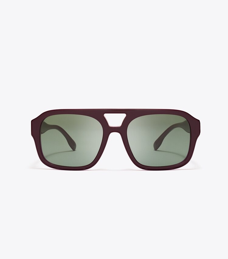 Tory Burch diseñador gafas de sol y anteojos Gafas de sol Navigator Miller en PURPLE/DARK GREEN frente