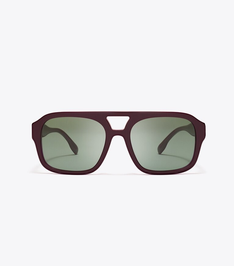 Tory Burch diseñador gafas de sol y anteojos Gafas de sol Navigator Miller en PURPLE/DARK GREEN frente