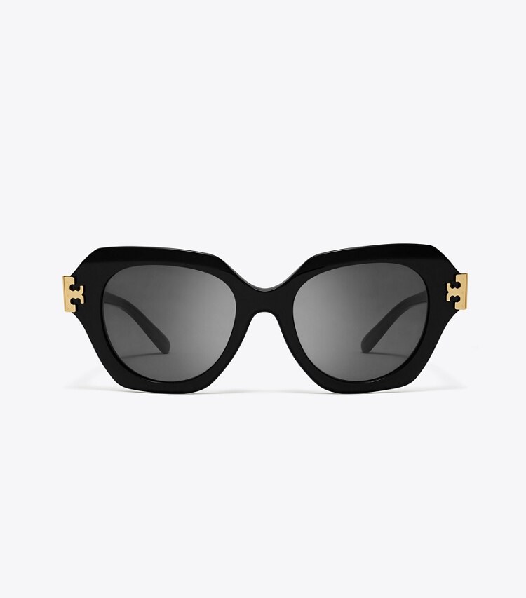 Tory Burch diseñador gafas de sol y gafas graduadas Gafas de sol ojo de gato Eleanor en BLACK/DARK GREY frente
