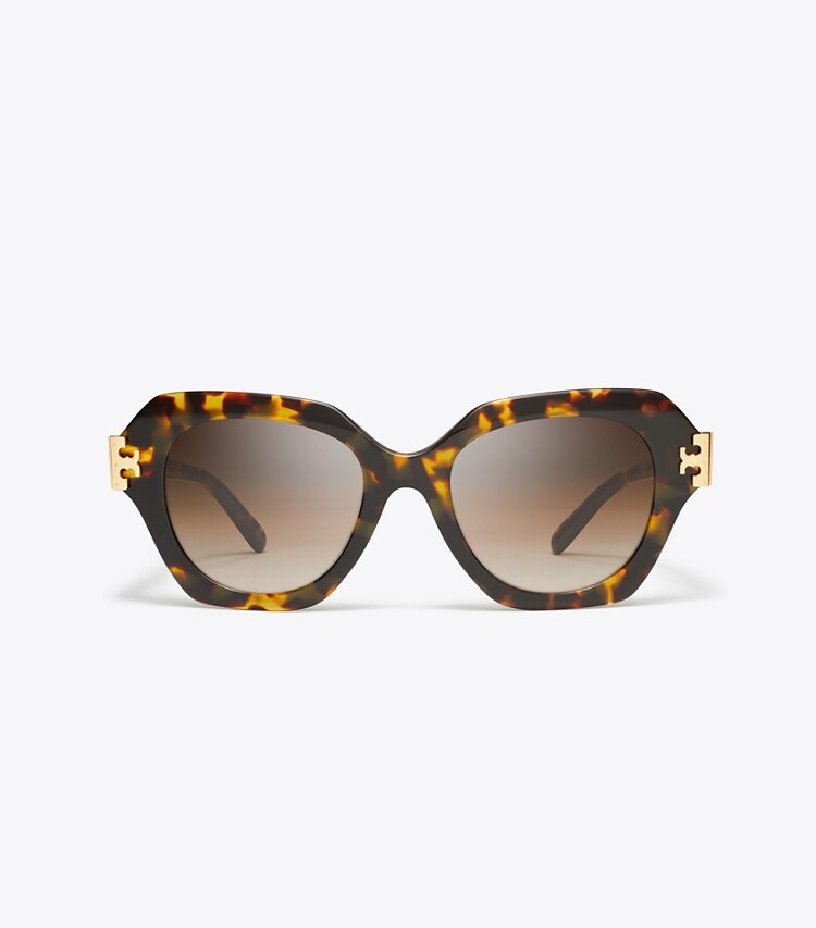 Tory Burch diseñador gafas de sol y anteojos Gafas de sol ojo de gato Eleanor en DARK TORTOISE/BROWN GRADIENT frente