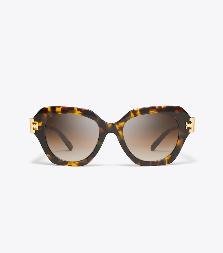 Tory Burch diseñador gafas de sol y anteojos Gafas de sol ojo de gato Eleanor en DARK TORTOISE/BROWN GRADIENT frente
