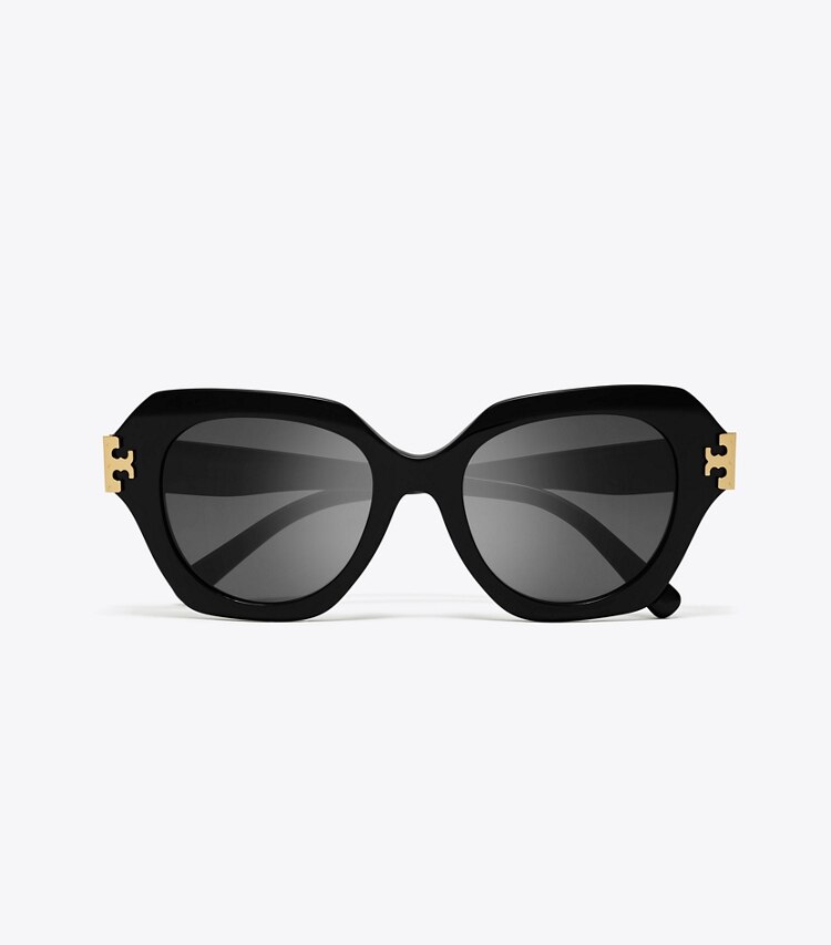 Tory Burch diseñador gafas de sol y gafas graduadas Gafas de sol ojo de gato Eleanor en BLACK/DARK GREY vista superior