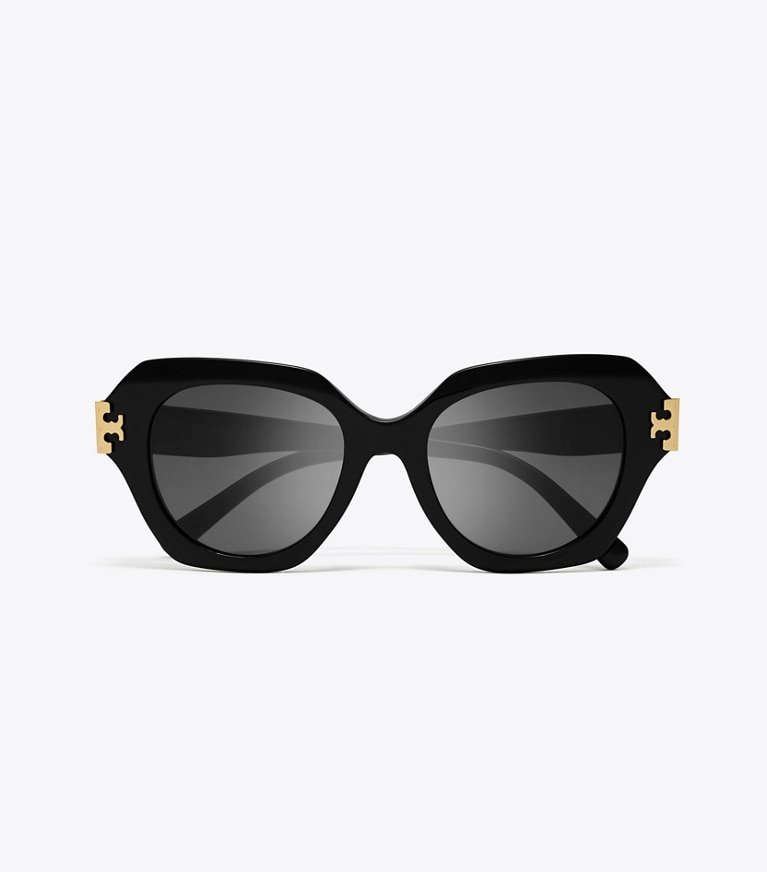 Tory Burch diseñador gafas de sol y gafas graduadas Gafas de sol ojo de gato Eleanor en BLACK/DARK GREY vista superior