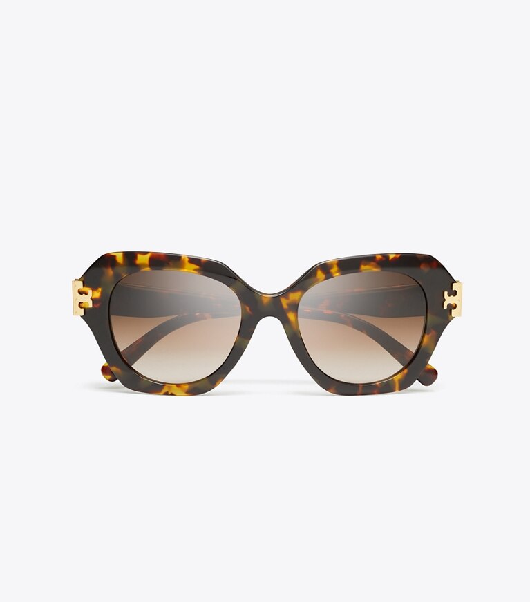 Tory Burch diseñador gafas de sol y anteojos Gafas de sol ojo de gato Eleanor en DARK TORTOISE/BROWN GRADIENT vista superior