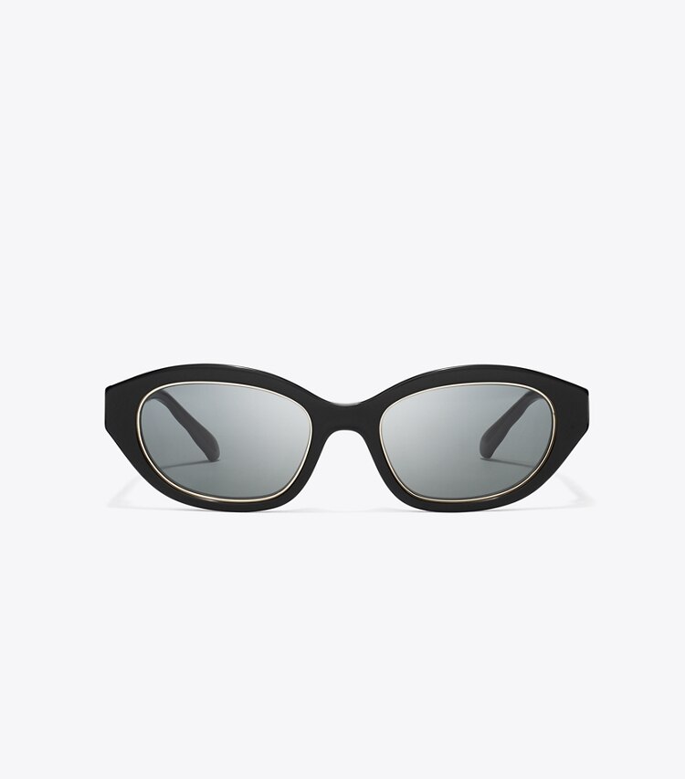 Tory Burch diseñador gafas de sol y anteojos Gafas de sol ojo de gato Kira en BLACK/DARK GRAY frente