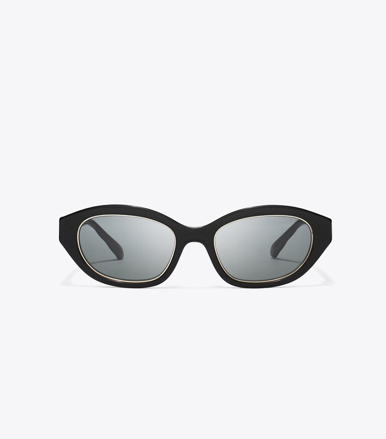 Tory Burch diseñador gafas de sol y anteojos Gafas de sol ojo de gato Kira en BLACK/DARK GRAY frente