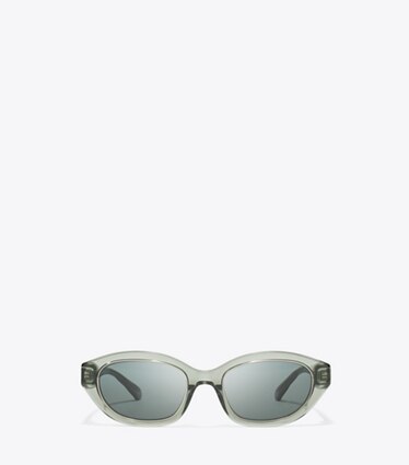 Tory Burch diseñador gafas de sol y anteojos Gafas de sol ojo de gato Kira en TRANSPARENT SAGE/DARK GRAY frente