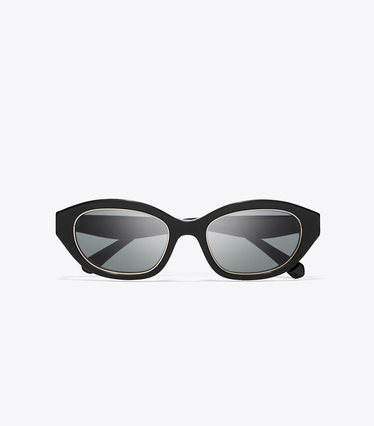 Tory Burch diseñador gafas de sol y anteojos Gafas de sol ojo de gato Kira en BLACK/DARK GRAY vista superior