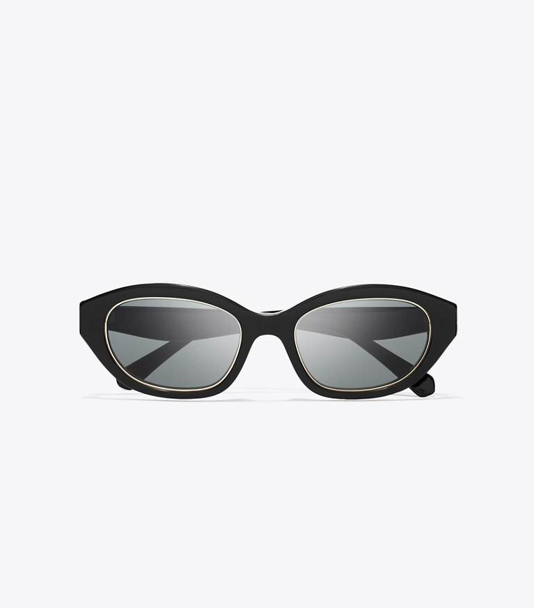 Tory Burch diseñador gafas de sol y anteojos Gafas de sol ojo de gato Kira en BLACK/DARK GRAY vista superior