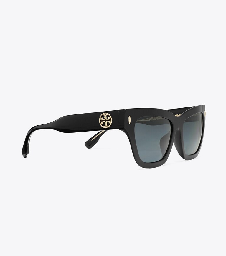 Tory Burch diseñador gafas de sol y anteojos Gafas de sol ojo de gato Miller en BLACK/DARK GREY POLAR detalle