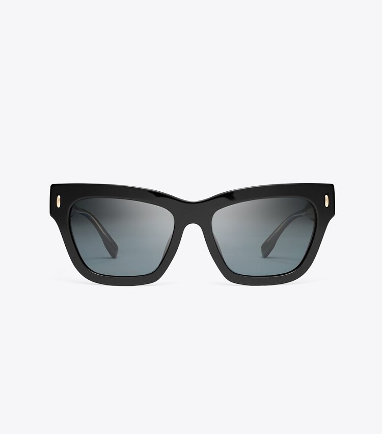 Tory Burch diseñador gafas de sol y anteojos Gafas de sol ojo de gato Miller en BLACK/DARK GREY POLAR frente