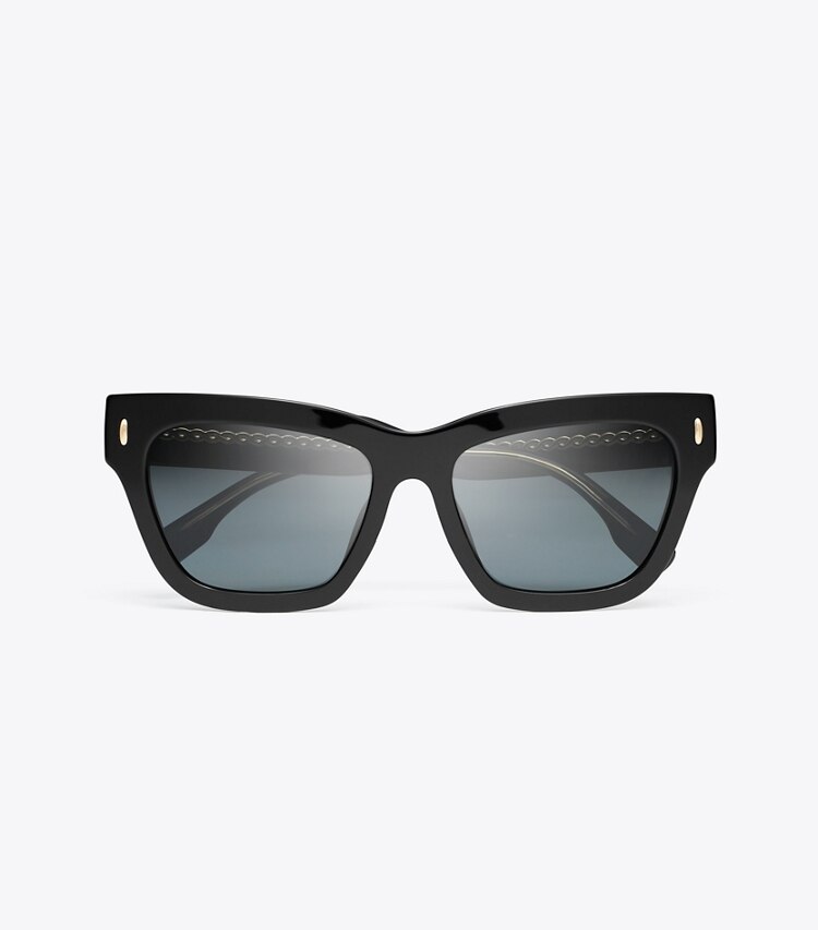 Tory Burch diseñador gafas de sol y anteojos Gafas de sol ojo de gato Miller en BLACK/DARK GREY POLAR vista superior