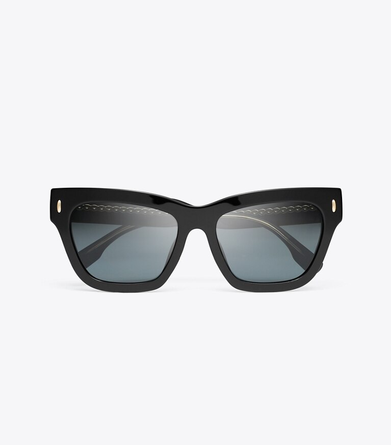 Tory Burch diseñador gafas de sol y anteojos Gafas de sol ojo de gato Miller en BLACK/DARK GREY POLAR vista superior
