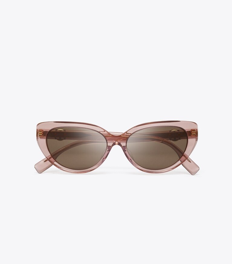 Tory Burch diseñador gafas de sol y anteojos Gafas de sol ojo de gato Miller en TRANSPARENT LIGHT PINK/DARK BROWN vista superior