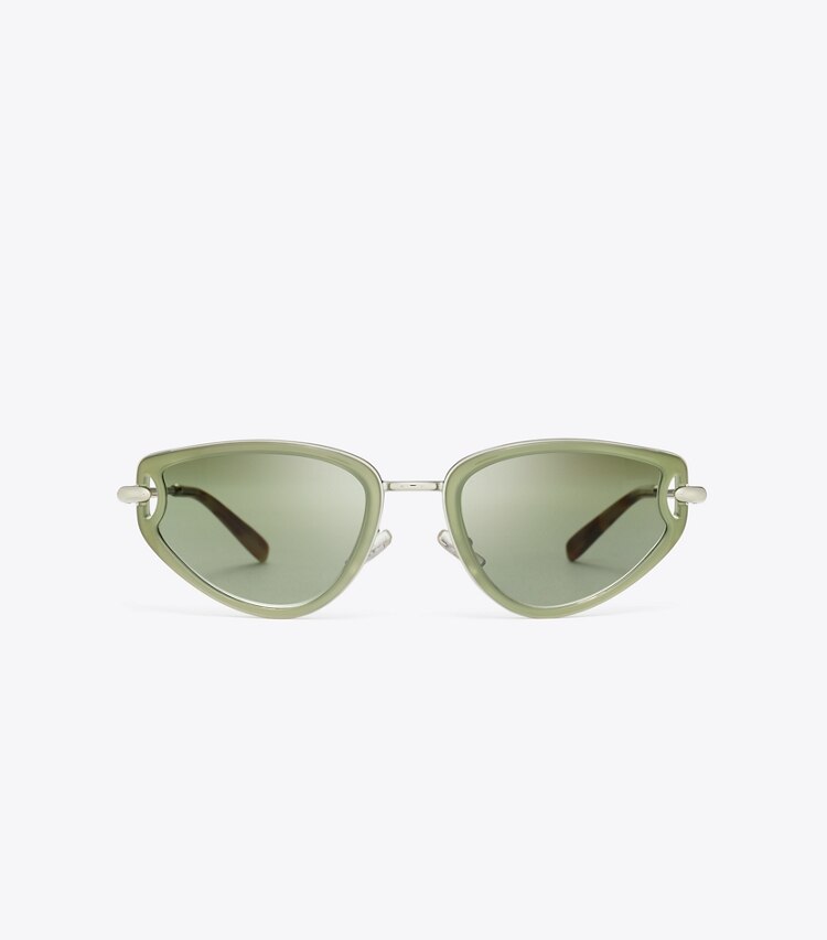 Tory Burch diseñador gafas de sol y gafas graduadas Gafas de sol ojo de gato Pierced en MILKY GREEN/GREEN GRADIENT frente