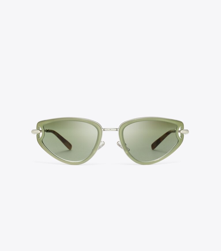 Tory Burch diseñador gafas de sol y gafas graduadas Gafas de sol ojo de gato Pierced en MILKY GREEN/GREEN GRADIENT frente