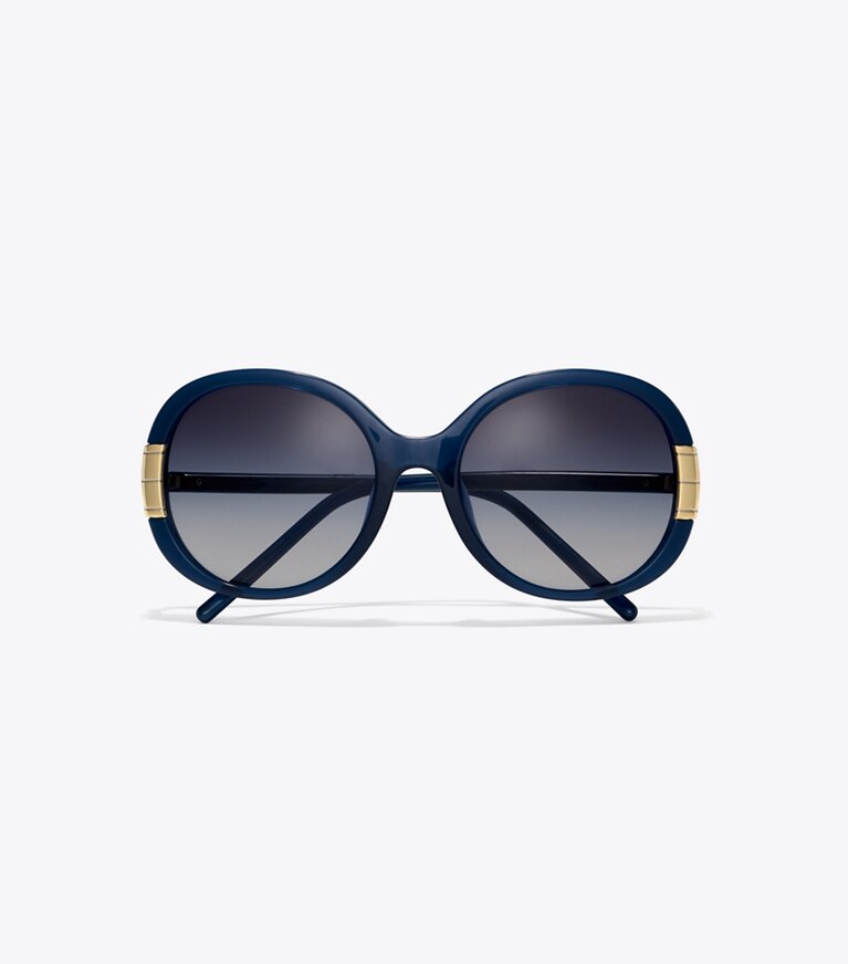 Tory Burch diseñador gafas de sol y gafas graduadas Gafas de sol ovaladas con una sola T en NAVY vista superior