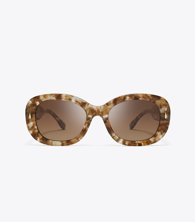 Tory Burch diseñador gafas de sol y gafas graduadas Gafas de sol ovaladas Miller en TRANSPARENT TORT/ POLAR BROWN GRADIENT frente