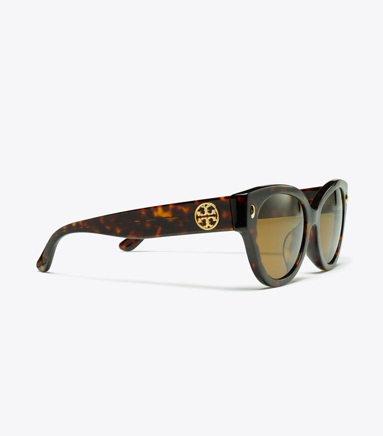 Tory Burch diseñador gafas de sol y anteojos Gafas de sol polarizadas Miller de ojo de gato en DARK TORTOISE detalle