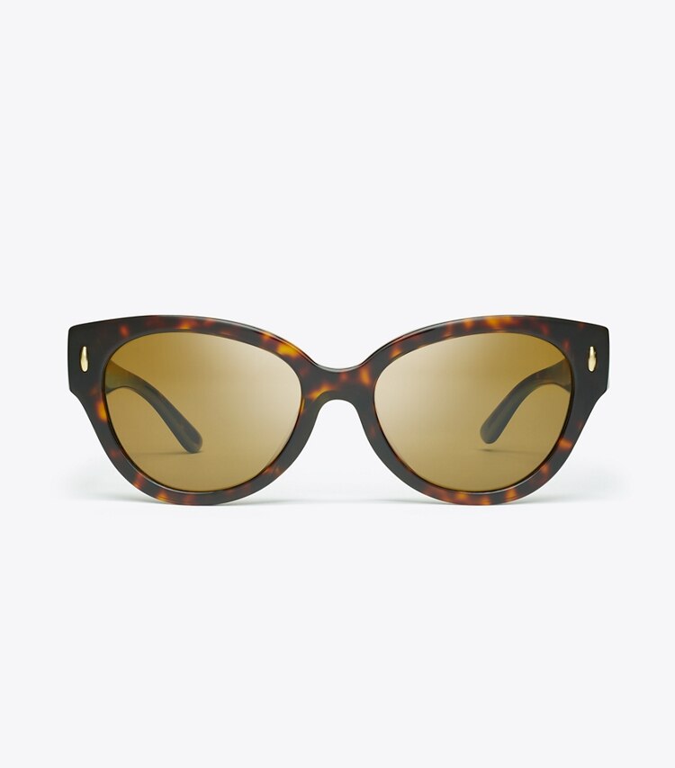 Tory Burch diseñador gafas de sol y anteojos Gafas de sol polarizadas Miller de ojo de gato en DARK TORTOISE frontal
