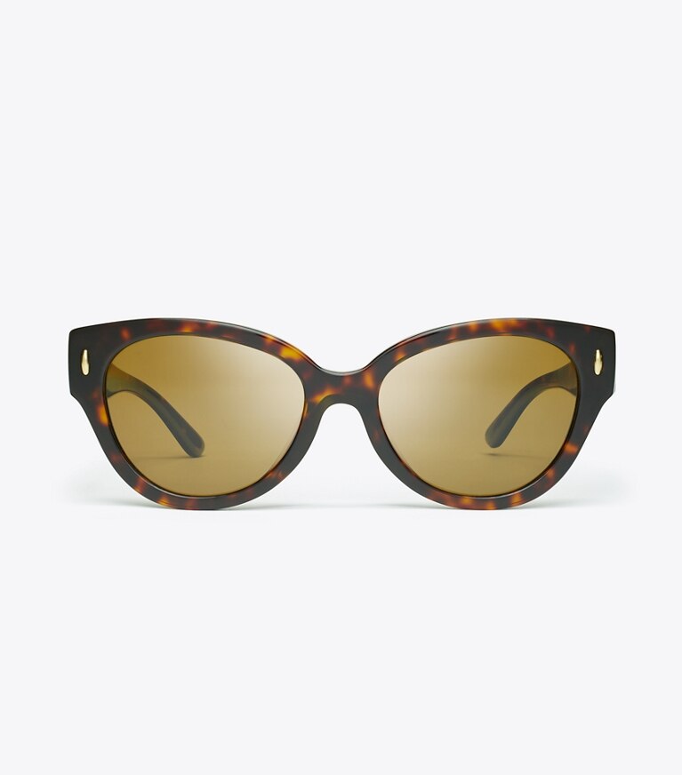 Tory Burch diseñador gafas de sol y anteojos Gafas de sol polarizadas Miller de ojo de gato en DARK TORTOISE frontal