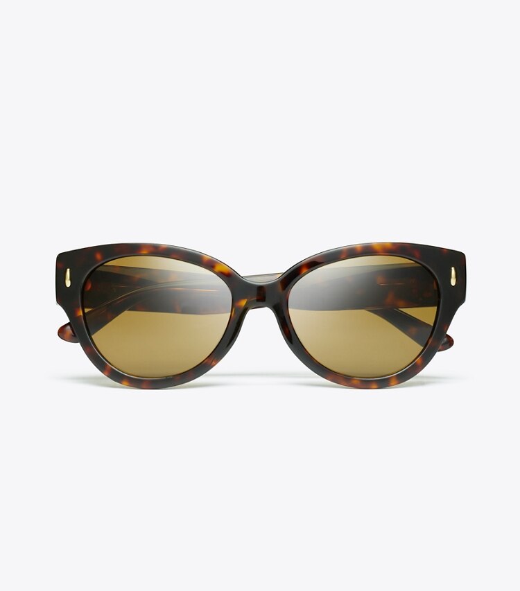 Tory Burch diseñador gafas de sol y anteojos Gafas de sol polarizadas Miller de ojo de gato en DARK TORTOISE desde arriba