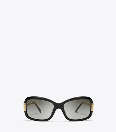 Tory Burch diseñador gafas de sol y anteojos Gafas de sol rectangulares Eleanor en BLACK/GREY GRADIENT frente