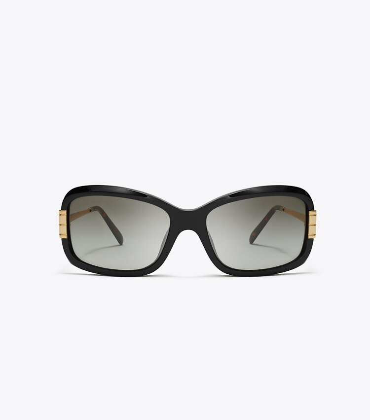 Tory Burch diseñador gafas de sol y gafas graduadas Gafas de sol rectangulares Eleanor en BLACK/GREY GRADIENT frente